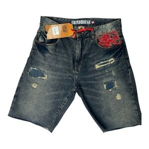 Sz various Blue Distressed patch design Men's Shorts